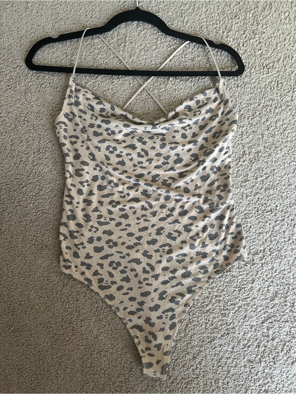 A&F Leopard Print Cowl Neck Bodysuit